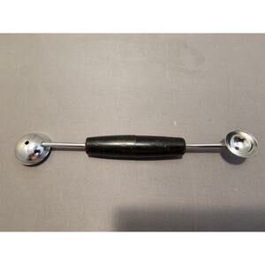 Vintage 7-1/2" Ekco Black Plastic Handled Double Ended Melon Baller/Curler